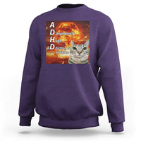ADHD Cat Meme Sweatshirt Funny Kitty Flames Neurodivergent Gen Z - Wonder Print Shop