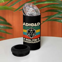 ADHD&D Roll for Concentration 4 in 1 Can Cooler Tumbler Retro 90s ADHD Roll For Concentration Funny Gamer - Wonder Print Shop