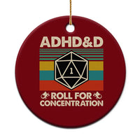 ADHD&D Roll for Concentration Ceramic Ornament Retro 90s ADHD Roll For Concentration Funny Gamer - Wonder Print Shop