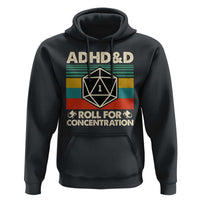 ADHD&D Roll for Concentration Hoodie Retro 90s ADHD Roll For Concentration Funny Gamer - Wonder Print Shop