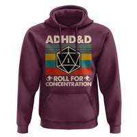 ADHD&D Roll for Concentration Hoodie Retro 90s ADHD Roll For Concentration Funny Gamer - Wonder Print Shop