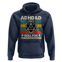 ADHD&D Roll for Concentration Hoodie Retro 90s ADHD Roll For Concentration Funny Gamer - Wonder Print Shop