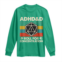 ADHD&D Roll for Concentration Long Sleeve Shirt Retro 90s ADHD Roll For Concentration Funny Gamer - Wonder Print Shop