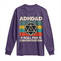 ADHD&D Roll for Concentration Long Sleeve Shirt Retro 90s ADHD Roll For Concentration Funny Gamer - Wonder Print Shop