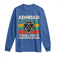 ADHD&D Roll for Concentration Long Sleeve Shirt Retro 90s ADHD Roll For Concentration Funny Gamer - Wonder Print Shop