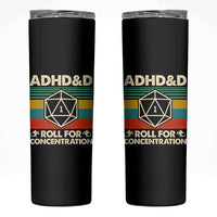 ADHD&D Roll for Concentration Skinny Tumbler Retro 90s ADHD Roll For Concentration Funny Gamer - Wonder Print Shop