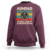 ADHD&D Roll for Concentration Sweatshirt Retro 90s ADHD Roll For Concentration Funny Gamer - Wonder Print Shop