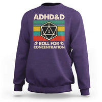 ADHD&D Roll for Concentration Sweatshirt Retro 90s ADHD Roll For Concentration Funny Gamer - Wonder Print Shop