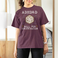 ADHD&D Roll for Concentration T Shirt For Women ADHD Roll For Concentration Funny Gamer - Wonder Print Shop