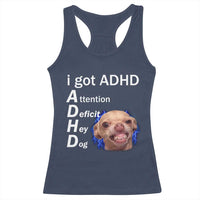 Funny ADHD Dog Meme Racerback Tank Top Attention Deficit Hey Dog Humor Lovers - Wonder Print Shop