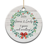 Personalized 5th Anniversary Christmas Ornament 2024 Custom Name 5 Year Wedding Gifts for Couple - Wonder Print Shop