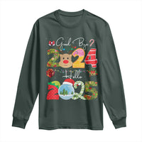 New Year 2025 Long Sleeve Shirt Merry Christmas Good Bye 2024 Hello 2025