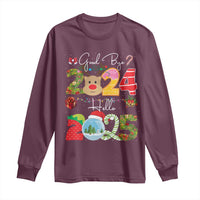New Year 2025 Long Sleeve Shirt Merry Christmas Good Bye 2024 Hello 2025