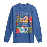 New Year 2025 Long Sleeve Shirt Merry Christmas Good Bye 2024 Hello 2025