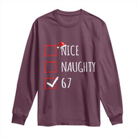 67 Christmas Long Sleeve Shirt Funny Nice Naughty Six Seven 6 7 Meme Brain Rot - Wonder Print Shop