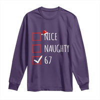 67 Christmas Long Sleeve Shirt Funny Nice Naughty Six Seven 6 7 Meme Brain Rot - Wonder Print Shop