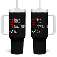 67 Christmas Tumbler With Handle Funny Nice Naughty Six Seven 6 7 Meme Brain Rot - Wonder Print Shop