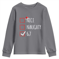 67 Christmas Youth Sweatshirt Funny Nice Naughty Six Seven 6 7 Meme Brain Rot - Wonder Print Shop
