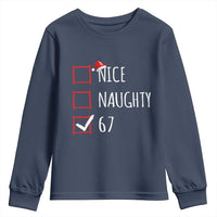 67 Christmas Youth Sweatshirt Funny Nice Naughty Six Seven 6 7 Meme Brain Rot - Wonder Print Shop
