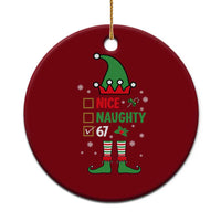 67 Christmas Ceramic Ornament Funny Six Seven Meme Brainrot Nice Naughty 6 7 Elf Custome - Wonder Print Shop