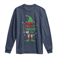 67 Christmas Long Sleeve Shirt Funny Six Seven Meme Brainrot Nice Naughty 6 7 Elf Custome - Wonder Print Shop