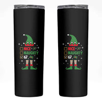 67 Christmas Skinny Tumbler Funny Six Seven Meme Brainrot Nice Naughty 6 7 Elf Custome - Wonder Print Shop