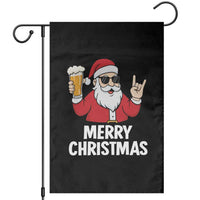 Merry Christmas Funny Santa Drinking Beer Garden Flag - Wonder Print Shop