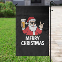 Merry Christmas Funny Santa Drinking Beer Garden Flag - Wonder Print Shop