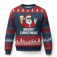 Merry Xmas Funny Santa Drinking Beer Ugly Christmas Sweater - Wonder Print Shop