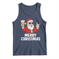 Merry Christmas Funny Santa Drinking Beer Tank Top - Wonder Print Shop