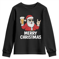 Merry Christmas Funny Santa Drinking Beer Youth Sweatshirt - Wonder Print Shop