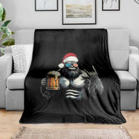 Bigfoot Christmas Throw Blanket Most Wonderful Xmas Sasquatch Beer - Wonder Print Shop