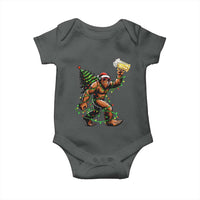 Santa Bigfoot Christmas Tree Baby Onesie Xmas Lights Funny Sasquatch Beer - Wonder Print Shop