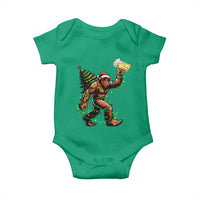 Santa Bigfoot Christmas Tree Baby Onesie Xmas Lights Funny Sasquatch Beer - Wonder Print Shop