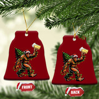 Santa Bigfoot Christmas Tree Ceramic Ornament Xmas Lights Funny Sasquatch Beer - Wonder Print Shop