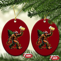 Santa Bigfoot Christmas Tree Ceramic Ornament Xmas Lights Funny Sasquatch Beer - Wonder Print Shop