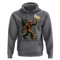 Santa Bigfoot Christmas Tree Hoodie Xmas Lights Funny Sasquatch Beer - Wonder Print Shop