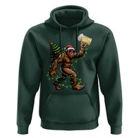 Santa Bigfoot Christmas Tree Hoodie Xmas Lights Funny Sasquatch Beer - Wonder Print Shop