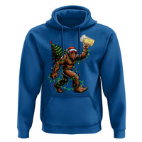 Santa Bigfoot Christmas Tree Hoodie Xmas Lights Funny Sasquatch Beer - Wonder Print Shop