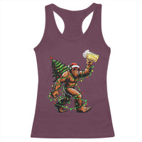 Santa Bigfoot Christmas Tree Racerback Tank Top Xmas Lights Funny Sasquatch Beer - Wonder Print Shop