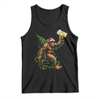 Santa Bigfoot Christmas Tree Tank Top Xmas Lights Funny Sasquatch Beer - Wonder Print Shop