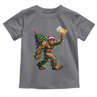 Santa Bigfoot Christmas Tree Toddler T Shirt Xmas Lights Funny Sasquatch Beer - Wonder Print Shop