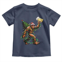 Santa Bigfoot Christmas Tree Toddler T Shirt Xmas Lights Funny Sasquatch Beer - Wonder Print Shop