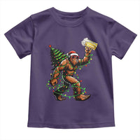 Santa Bigfoot Christmas Tree Toddler T Shirt Xmas Lights Funny Sasquatch Beer - Wonder Print Shop