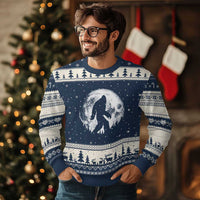 Bigfoot Night Stroll Ugly Christmas Sweater Cool Full Moon & Trees Sasquatch - Wonder Print Shop