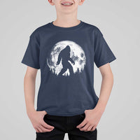Bigfoot Night Stroll T Shirt For Kid Cool Full Moon & Trees Sasquatch - Wonder Print Shop