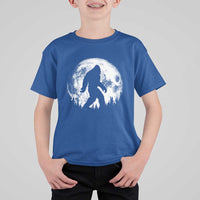 Bigfoot Night Stroll T Shirt For Kid Cool Full Moon & Trees Sasquatch - Wonder Print Shop