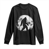 Bigfoot Night Stroll Long Sleeve Shirt Cool Full Moon & Trees Sasquatch - Wonder Print Shop