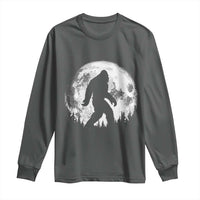 Bigfoot Night Stroll Long Sleeve Shirt Cool Full Moon & Trees Sasquatch - Wonder Print Shop
