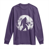 Bigfoot Night Stroll Long Sleeve Shirt Cool Full Moon & Trees Sasquatch - Wonder Print Shop